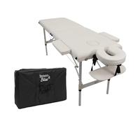 Inner Bliss Portable Massage Table 2 Section Folding Lash Bed with Aluminium Frame and Face Cradle | Lightweight Spa Couch for Beauty Salon Tattoo Therapy Treatments (White)