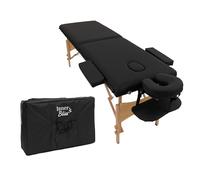 Inner Bliss Portable Massage Table 2 Section Folding Therapy Couch with Wooden Frame and Face Cradle | Lightweight Spa Bed for Beauty Salon Tattoo Physio Treatments | 60cm Wide (Black)