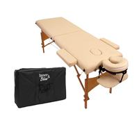 Inner Bliss Portable Massage Table 2 Section Folding Therapy Couch with Wooden Frame and Face Cradle | Lightweight Spa Bed for Beauty Salon Tattoo Physio Treatments | 60cm Wide | Ivory