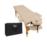 Inner Bliss Portable Massage Table 3 Section Folding Therapy Couch with Adjustable Backrest Face Cradle Armrest and Carry Case | Lightweight Spa Bed for Beauty Tattoo Physio | 60cm Wide | (Ivory)