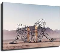 Inner Child Glowing, Inner Child Sculpture, Burning Man Sculpture, Two People Turning Poster Print On Canvas Wall Art Picture Decoration 40X60 Cm Unframe