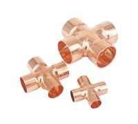 Inner Diameter 6.35/9.52/12.7/15/16/22/28/35/42/54mm Pure Copper End Feed Cross 4 Ways Welding Pipe Connector Air Conditioner(9.52x1.2mm)
