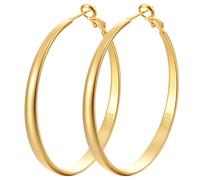 Inner flat outer arc gradient ring earrings paired with exaggerated large round earrings, Free-size, Metal, No Gemstone