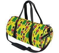 Inner Hidden Pocket Barrel Duffel Bag for Men Women | Tear Proof Textile, Outdoor Sports, Nutcracker Soldier Trees