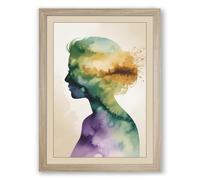 Inner Landscape Boho Framed Wall Art Print A1 (84.1×59.4cm) Oak, Wall Decor for Living Room, Bedroom, Office & Home, Ready to Hang, Art Gift