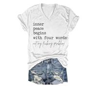 Inner Peace Begins with Four Words Short Sleeve Shirts for Women (White M)