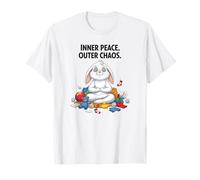 Inner Peace Outer Chaos Bunny Funny Mess Zen Rabbit Cool Art T-Shirt