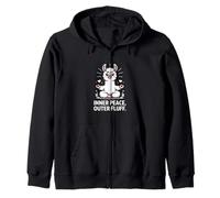 Inner Peace Outer Fluff Llama Zen Zip Hoodie