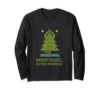 Inner Peace Outer Sparkle Cute Yoga Christmas Tree Long Sleeve T-Shirt