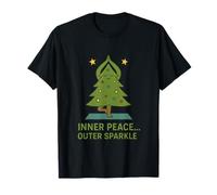 Inner Peace Outer Sparkle Cute Yoga Christmas Tree T-Shirt