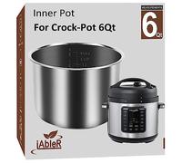 Inner Pot for Crock Pot 6 Quart - Stainless Steel Replacement Pot for Crock-Pot 6 Qt Liner Multi-Cooker Crockpot 6 Quart Pressure Cooker 2100467 Accessories Parts