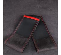 Inner Ring Steering Wheel Cover Leather Car Steering Wheel Cover DIY Universal 38cm Embossed Auto Case Wear Resistant Breathable(Style A Red Thread)