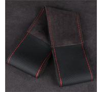 Inner Ring Steering Wheel Cover Leather Car Steering Wheel Cover DIY Universal 38cm Embossed Auto Case Wear Resistant Breathable(Style B Red Thread)