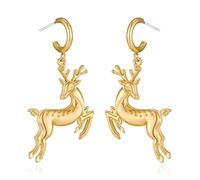 INNERDIVA Christmas Earrings - Gingerbread Man, Tree, Hat, Garland, Deer & Light Bulbs, Brass, No Gemstone