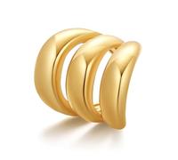 INNERDIVA Clip On Earrings, Gold Triple Ear Cuffs Cartilage Earrings for Non Pierced Ears Trendy Jewelry Gift for Women, Brass, No Gemstone