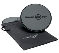 InnerFit Core Sliders for Working Out - Set of 2 Dual Sided Exercise Sliders Fitness Discs - Durable Strength Slides suitable for carpets and hardwood floors (Black & Grey)