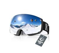 Innerking® Magnetic Ski Goggles, Interchangeable Lens Snow Goggles SGS Approved, OTG Anti Fog Snowboarding Goggles for Women Men Adult Youth - Black Frame Silver 10%