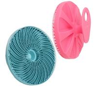 INNERNEED Food-grade Silicone Body Scrubber Exfoliating & Massaging Shower Brush, More Hygienic Bathing Tool, for All Skin Types, Lathers Well, Longer Service Life (Dark Green+Pink)