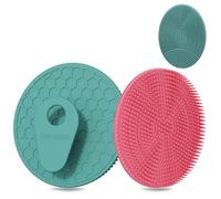 INNERNEED Food Grade Silicone Body Scrubber Gentle Exfoliating Brush for Women Men Deep Clean for All Skin Types, More Hygienic and Well Lather (Dark Green+Pink)