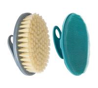 INNERNEED Soft Silicone Body Cleansing Brush Shower Scrubber, with PP Shower Brush for Cellulite Treatment, Lymphatic Drainage and Blood Circulation Improvement