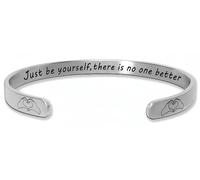 Innersoulful Tay Quotes Merch Bracelet, Birthday Gifts Inspired Fans Bracelet with 'Just Be Yourself' Engraving, Music Lover Gift Stuff Accessories Jewelry for Women, One Size, Stainless Steel, no