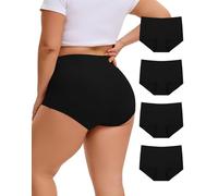 INNERSY Big Womens Shorts Cotton Underwear Panties Black High Waist Pants Ladies Boxer Briefs 4 Pack (18-20, 4 Solid Black)