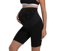 INNERSY Black Maternity Cycling Shorts Over Bump Nylon Pregnancy Shapewear Pants for Belly Support (XL, Black)