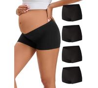 INNERSY Black Maternity Underwear Shorts Under Bump Postpartum Pants Cotton C Section Knickers 4 Pack (10, 4 Classic Black)
