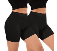 INNERSY Black Seamless Cycling Shorts Women Chub Rub Modesty Shorts for Under Dresses 2 Pack (16, 2 Black)