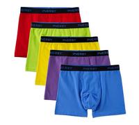INNERSY Boxers for Boys with Fly Cotton Pants Underwear Sports Trunks Boxer Briefs Multipack 5 (12-14 Years, Neon Rainbow)