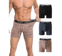 INNERSY Boxers for Men Cotton Underwear Trunks with Fly Opening Multipack 3 | Breathable Colourful Boxer Briefs, Comfortable Fitted Hipster Pants Packs, Suitable for All Seasons Wear, Great Holiday Gift