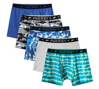 INNERSY Boys Underwear with Opening Fly Cotton Boxer Shorts Sports Underpants Pants Multipack 5 (16-18 Years, Blue/Grey/3 Pattern)