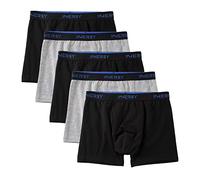 INNERSY Boys' Underwear with Pouch Cotton Boxer Shorts Fly Front Trunks Black Grey Pants 5 Pack (16-18 Years, 3 Black/2 Grey)
