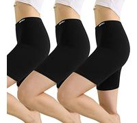 INNERSY Cycling Shorts Women Black Anti Chafing Shorts Ladies Cotton Safety Boxer Panties 3 Pack (L, 3 Dark Black)