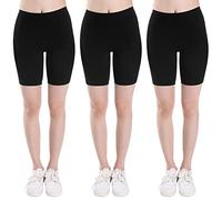 INNERSY Girls Black Cycling Shorts for Teens - Under Dress Anti-Chafing School Shorts 3 Pack (8-10 Years, Black)