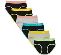 INNERSY Girls Knickers Mid Rise Cotton Underwear Sports Pants for Teenage Black Gray Packs of 6 (10-12 Years, 4 Black/2 Marl Grey)