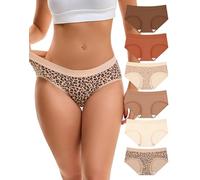 INNERSY Knickers for Women Cotton Underwear Mid Rise Briefs Comfy Ladies Hipster Pants Multipack 6 (10, 2 Leopard / 4 Plain)