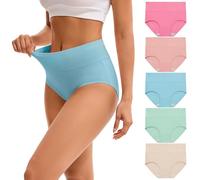 INNERSY Knickers Women Cotton Ladies Pants Full Briefs High Waist C section Underwear Multipack 5 (10, Colorful Spring)