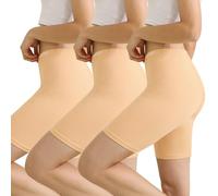 INNERSY Ladies Anti Chafing Shorts Underwear Cotton Cycling Shorts Women Under Skirts Short 3 Pack (XL, 3 Light Beige)