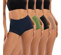 INNERSY Ladies Boxer Shorts Underwear Cotton Boyshorts Knickers High Rise Womens Boxers Multipack 4(16, Black/Brown/Navy Blue/Olive Green)