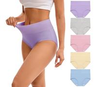 INNERSY Ladies Knickers Multipack Cotton Underwear Women Full Briefs High Waist Panties 5 Packs (12, Early Summer)