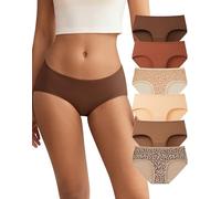 INNERSY Leopard Print Knickers Women Cotton Pants Ladies Underwear Midi Briefs Multipack 6 (12, 2 Leopard/4 Solid Colours)