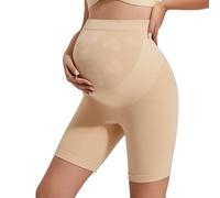 INNERSY Nude Maternity Shapewear Over Bump High Waisted Chub Rub Pregnancy Shorts Under Skirts (XXL, Beige)