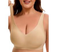 INNERSY Nude Plus Size Bras for Women Seamless Bra Non Wired Support Bras Comfort Sports Bralette (3XL, Beige)