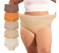 INNERSY Plus Size Knickers 16-32 Maxi Briefs Big Pants for Women High Rise Cotton Underwear 5 Pack (26-28, Beige to Brown Collection)