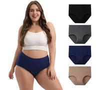 INNERSY Plus Size Knickers Cotton Womens Underwear High Waist Maxi Briefs Granny Panties 4 Pack (22-24, Black/Navy Blue/Grey/Khaki)