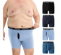 INNERSY Plus Size Mens Boxers Cotton Underpants Breathable Trunks Underwear with Fly Mulitipack 4 (4XL, Black/Blue/Navy Blue/Crab-pattern)