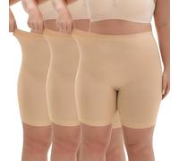 INNERSY Safety Shorts Plus Size Cycling Shorts for Women High Rise Boxers Under Dresses 3 Pack (22-24, 3 Basic Beige)
