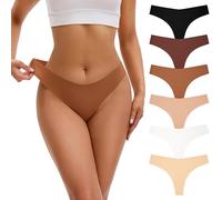 INNERSY Seam Free Thongs for Women Thong No VPL Underwear Sexy Tanga Knickers Hipster Pants 6 Pack (XL, 6 Classic Basics)