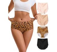INNERSY Seamless Underwear for Women Panties, 18, Black/Leopard/Beige/Pink